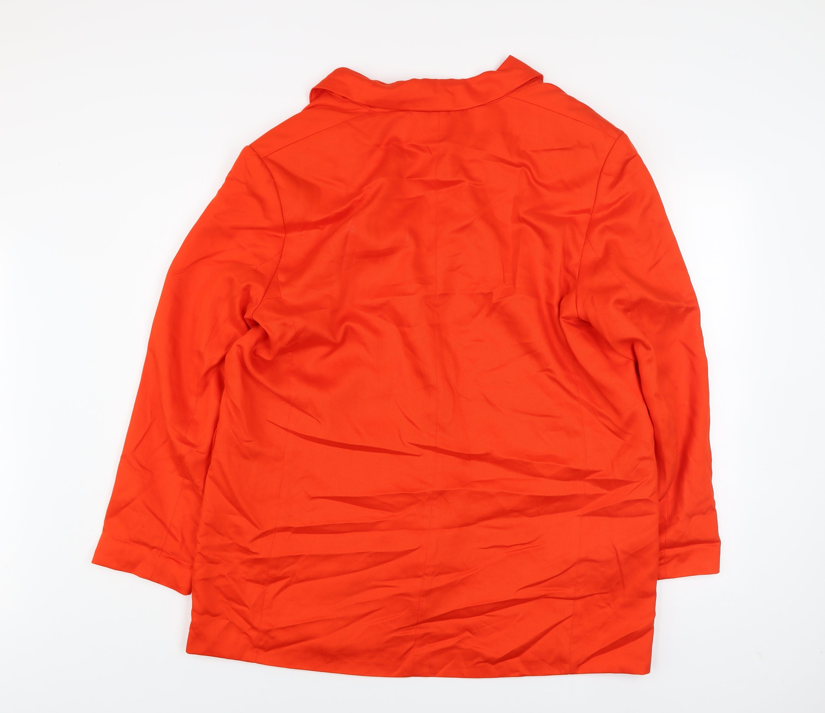Womens H&M Size 14 Basic Jacket Blazer Orange Mid-Length Long Sleeve Business - close detail