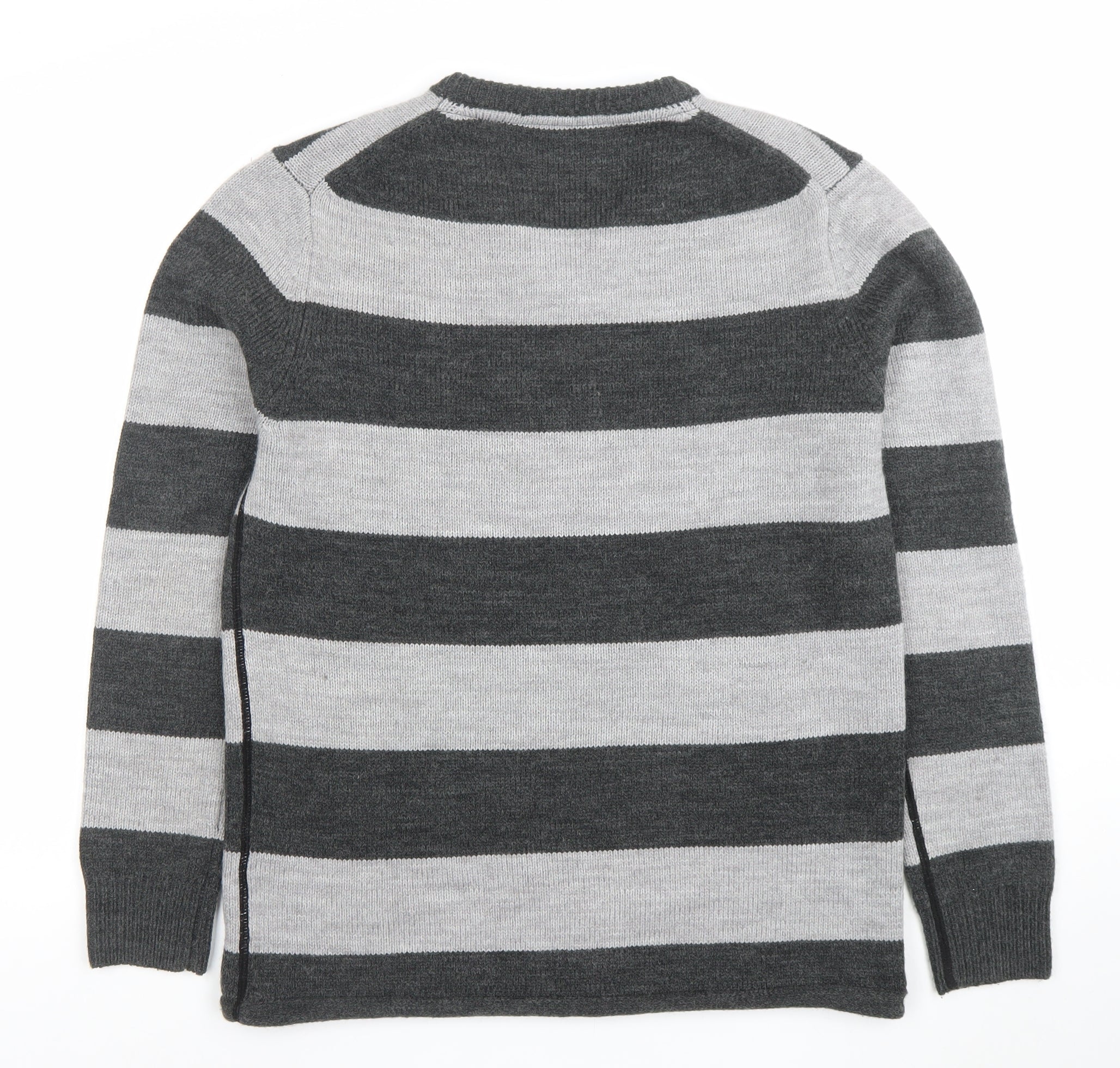 Element Mens Pullover Jumper Size M Grey V-Neck Striped Long Sleeve Casual - close detail
