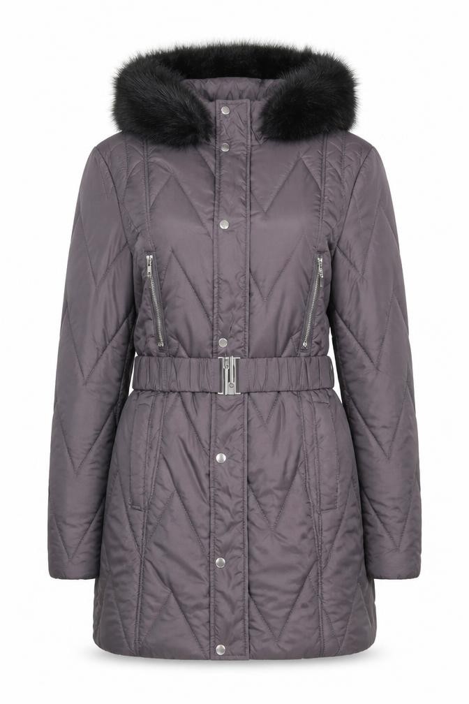 Womens Dorothy Perkins Size 8 Puffer Jacket Coat Grey Quilted Mid-Length Casual - front view