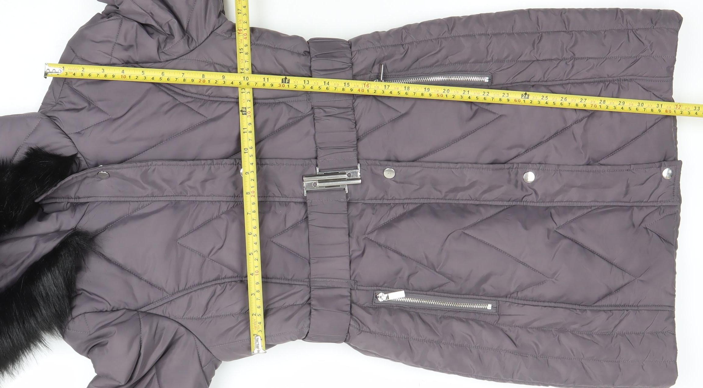 Womens Dorothy Perkins Size 8 Puffer Jacket Coat Grey Quilted Mid-Length Casual - label detail