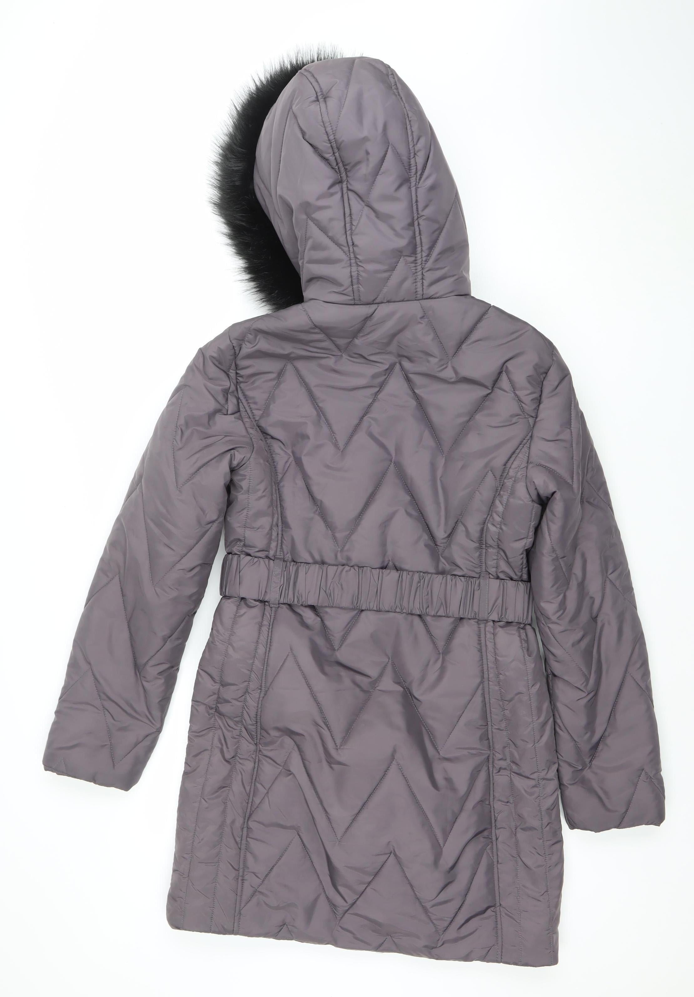 Womens Dorothy Perkins Size 8 Puffer Jacket Coat Grey Quilted Mid-Length Casual - close detail