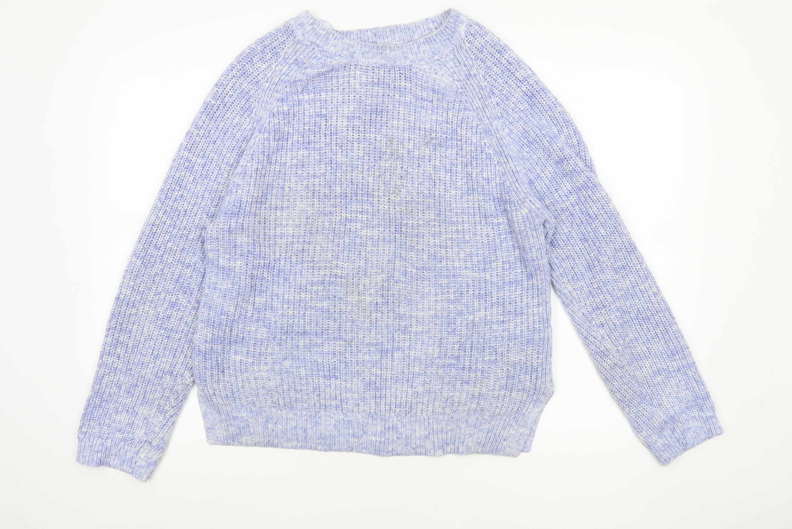 Marks & Spencer Womens Pullover Jumper Size M Blue Crew Neck Long Sleeve Casual - reverse view