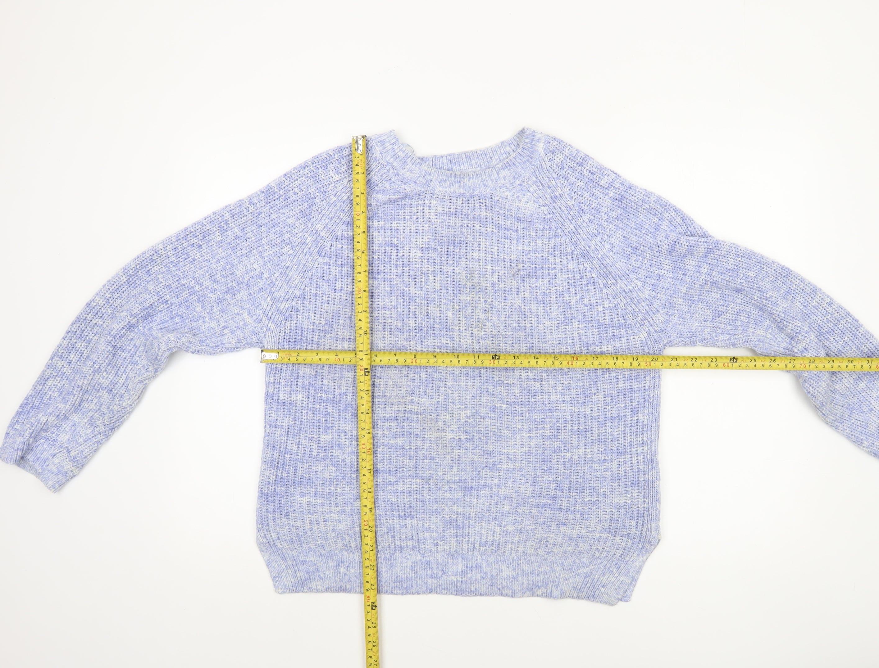 Marks & Spencer Womens Pullover Jumper Size M Blue Crew Neck Long Sleeve Casual - label detail