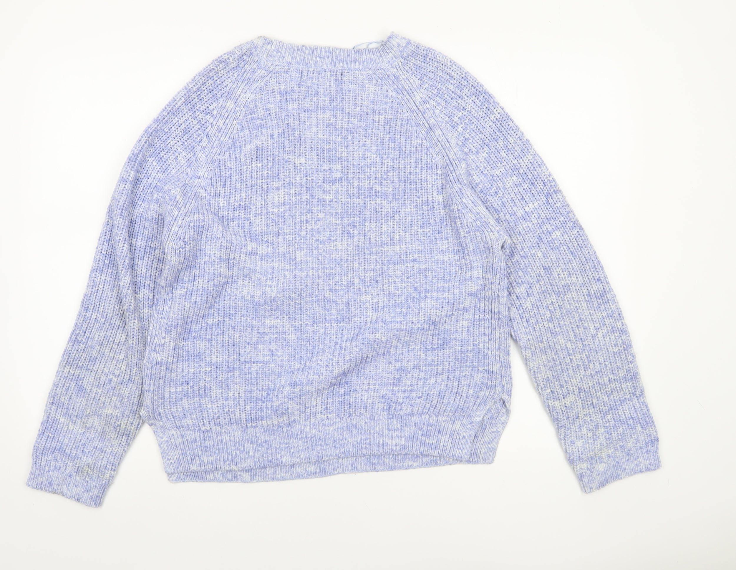 Marks & Spencer Womens Pullover Jumper Size M Blue Crew Neck Long Sleeve Casual - close detail