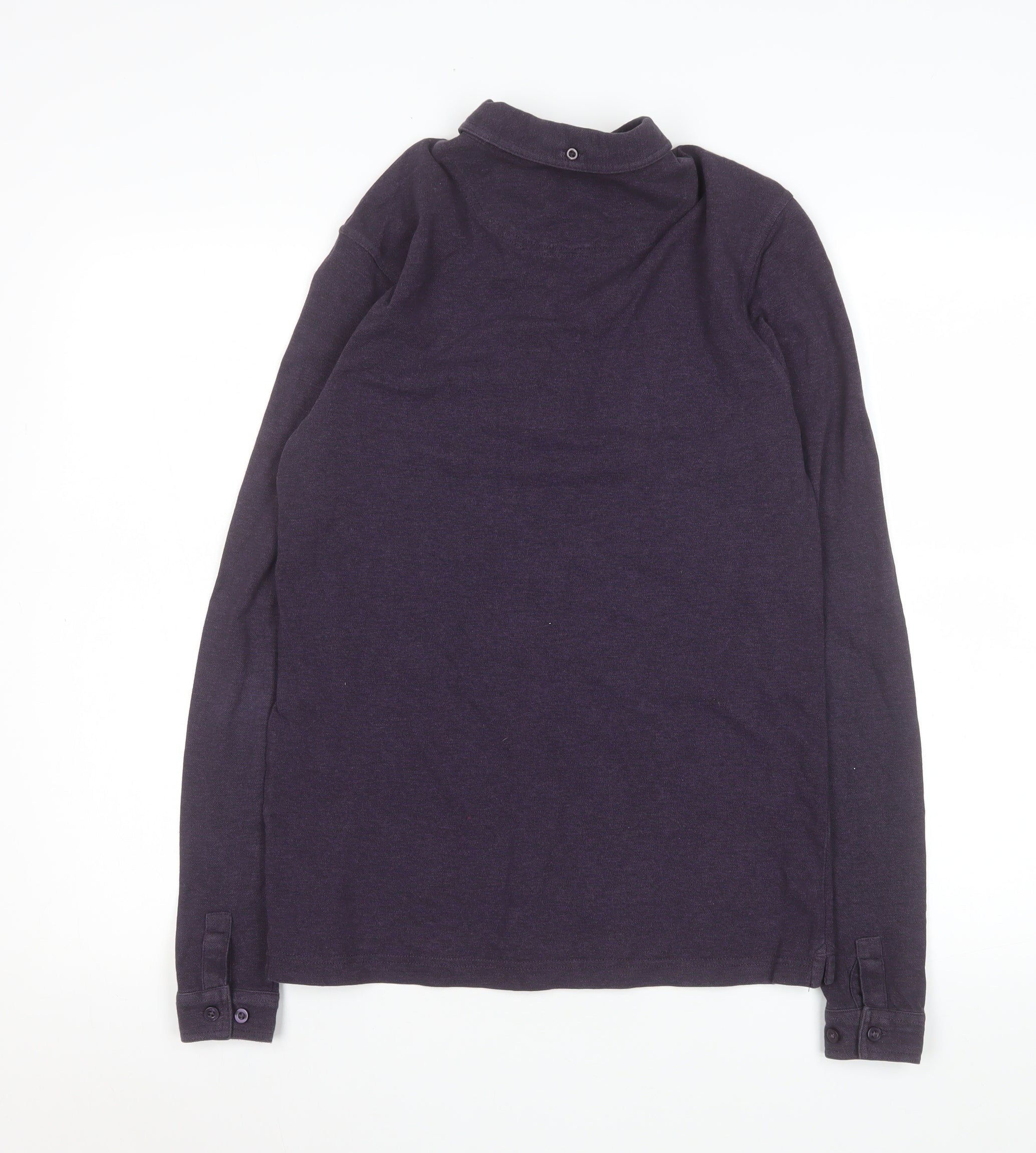 Mens Farah Size XS Polo Purple Solid Collared Long Sleeve Casual Breathable Logo - close detail