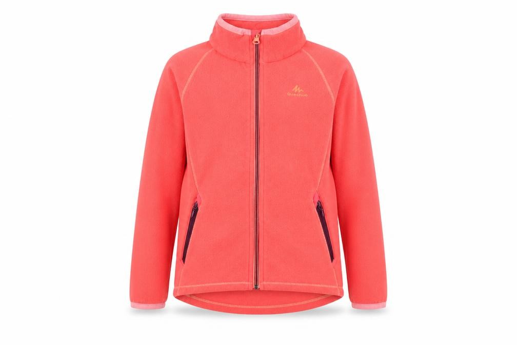 Quechua Girls Basic Jacket Size 8 Years Pink Short Long Sleeve Casual Full Zip - front view