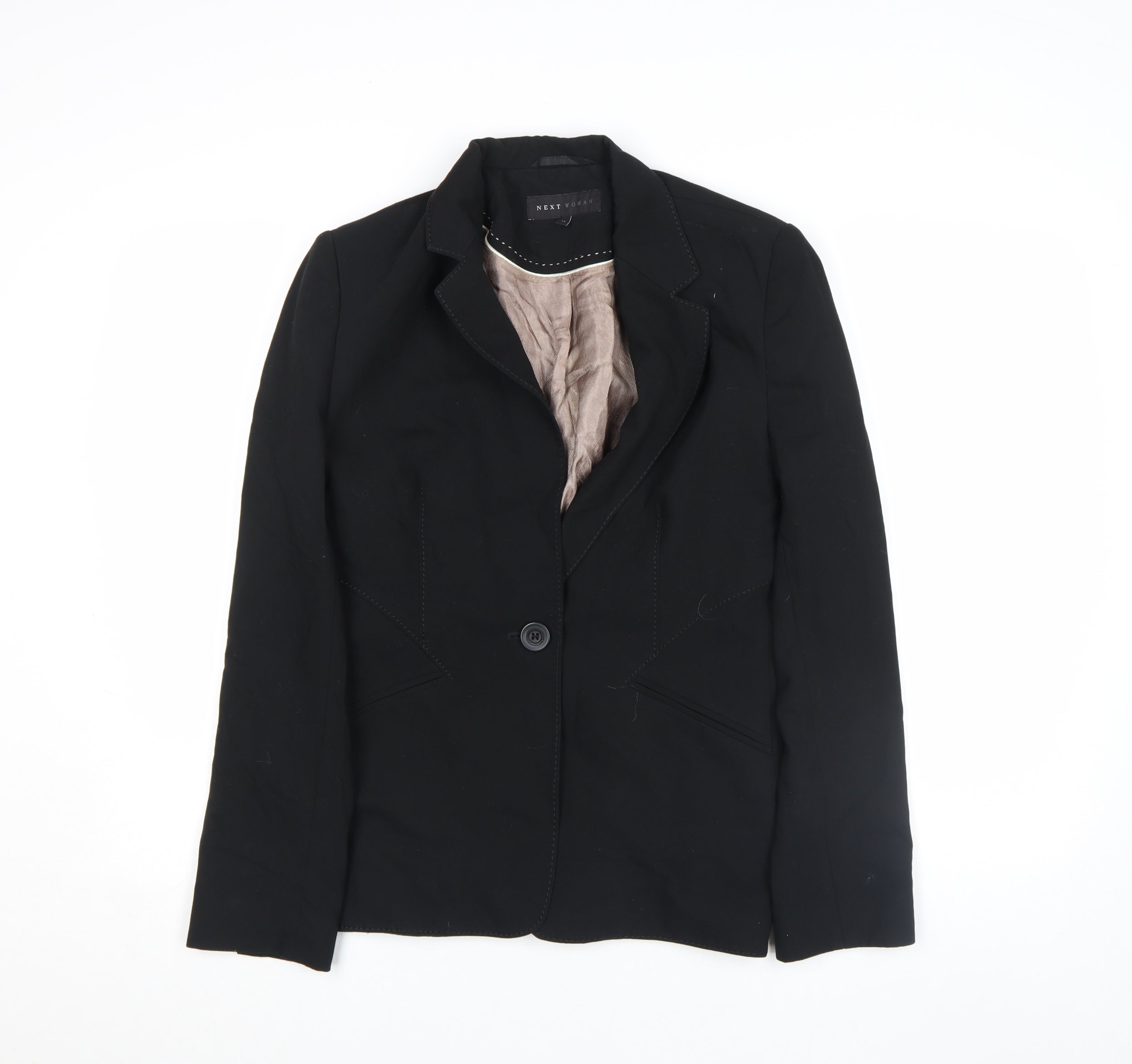 NEXT Womens Trouser Suit Blazer Size 12 Black Long Sleeve Business Lined - reverse view