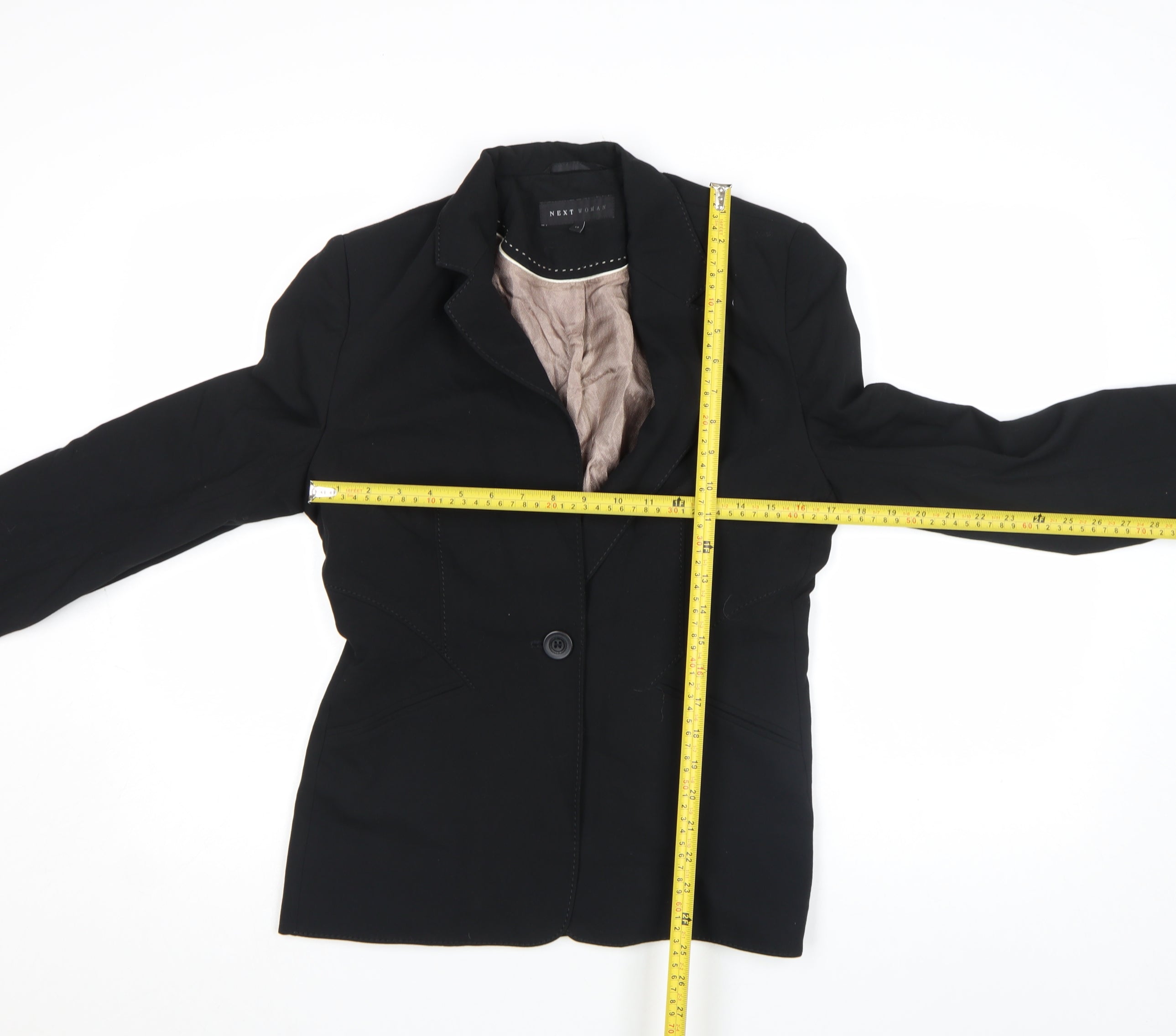 NEXT Womens Trouser Suit Blazer Size 12 Black Long Sleeve Business Lined - label detail