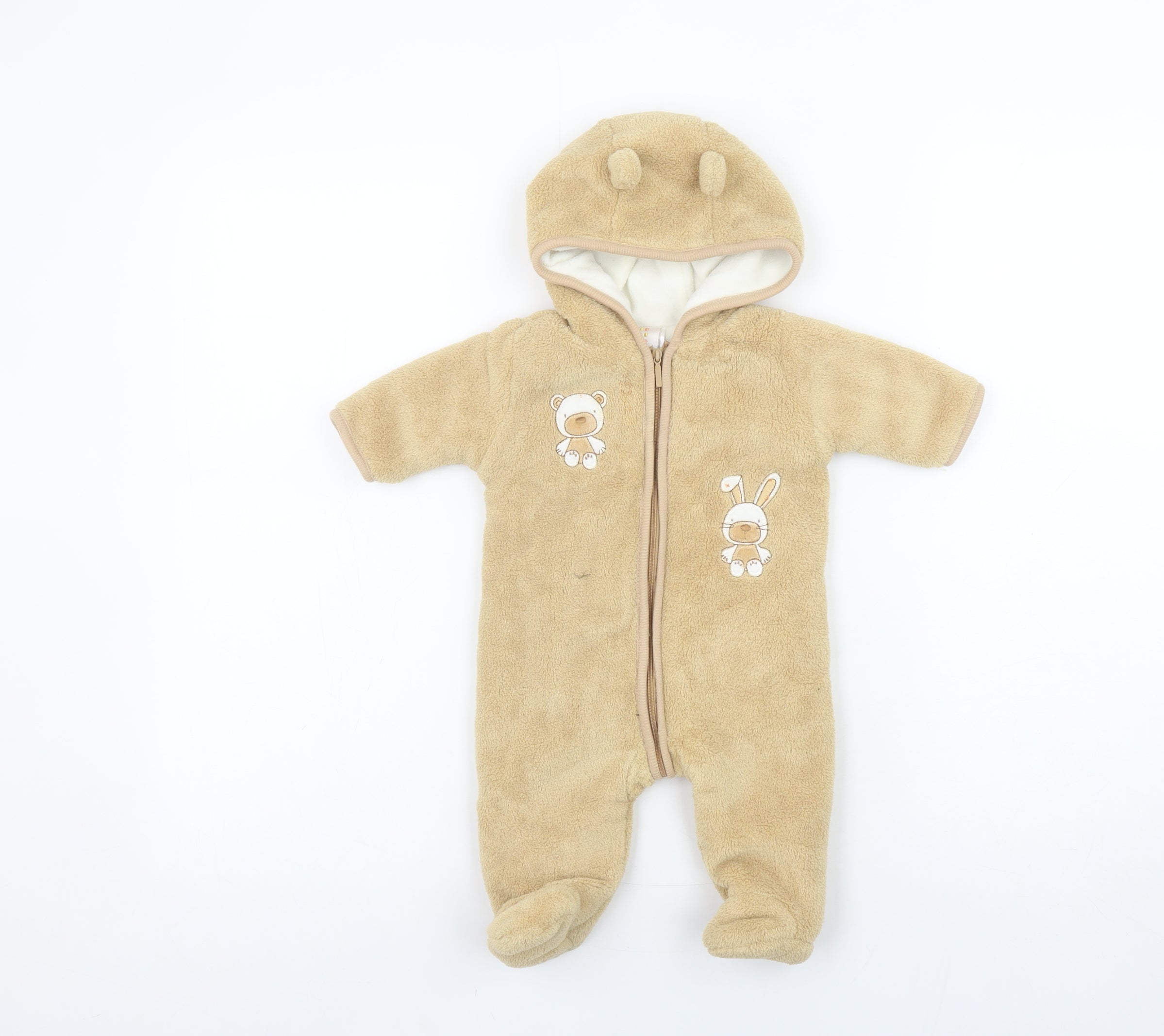 Absorba Unisex Baby & Toddler Puffer Jacket Snowsuit Size 3-6 Months Beige - reverse view