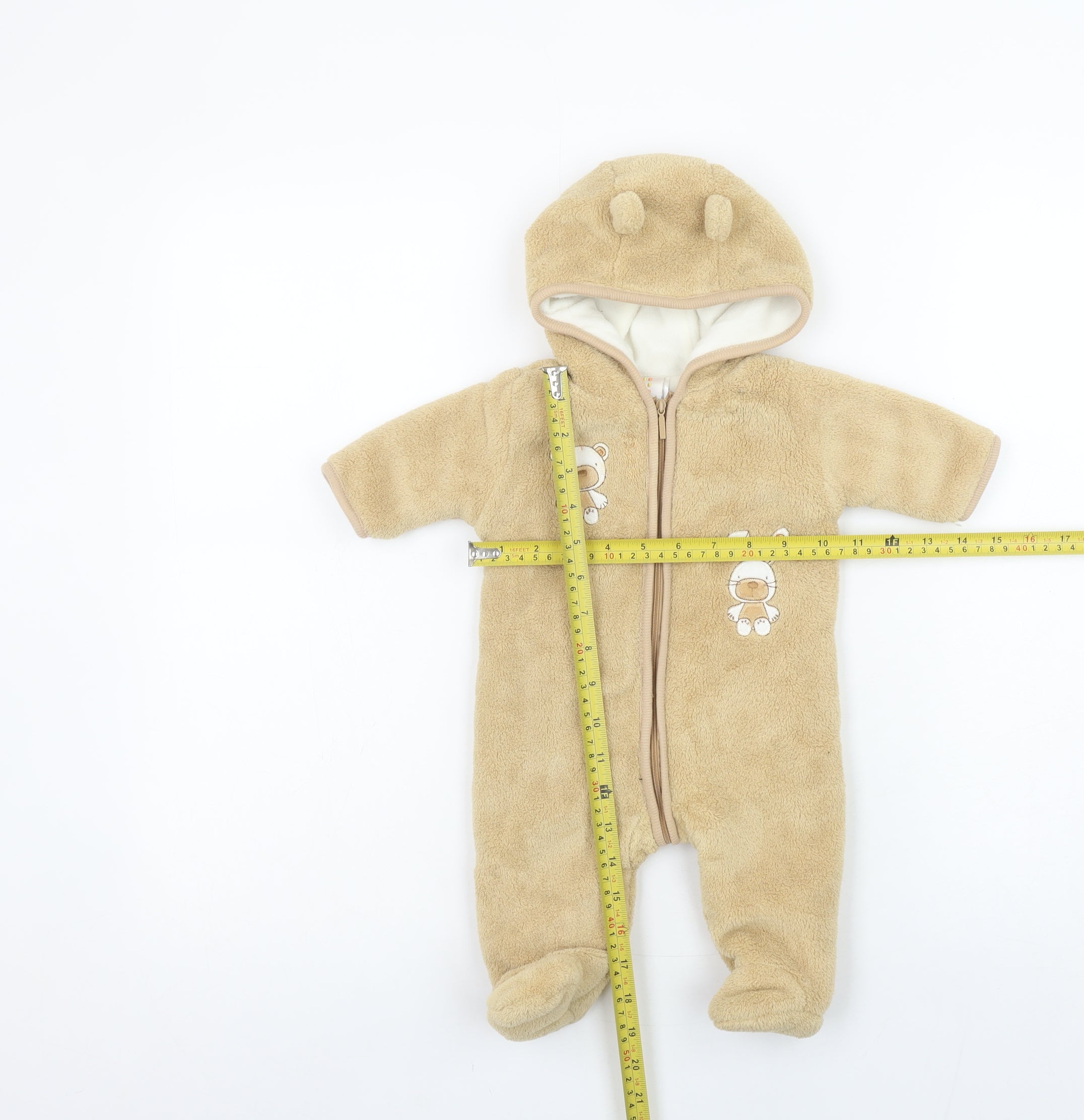 Absorba Unisex Baby & Toddler Puffer Jacket Snowsuit Size 3-6 Months Beige - label detail