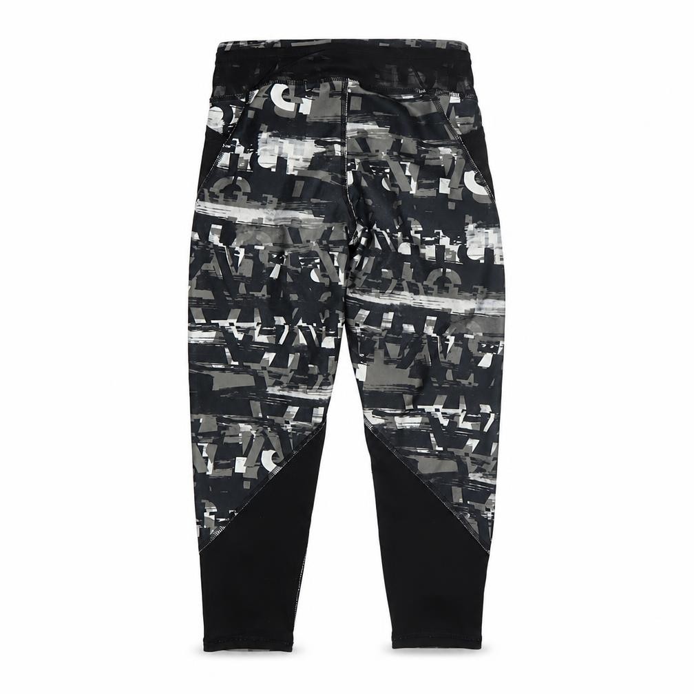 PUMA Girls Ankle Leggings Size 9-10 Years Black Geometric Activewear - front view