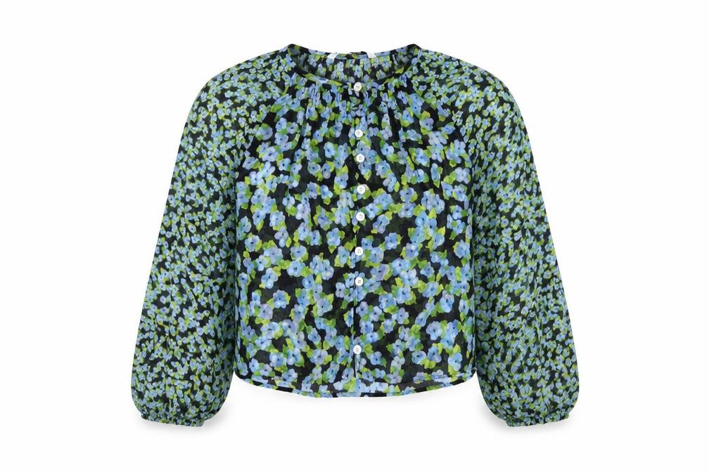 Womens Zara Size 12 Tunic Blouse Multicoloured Floral Round Neck Long Sleeve - front view