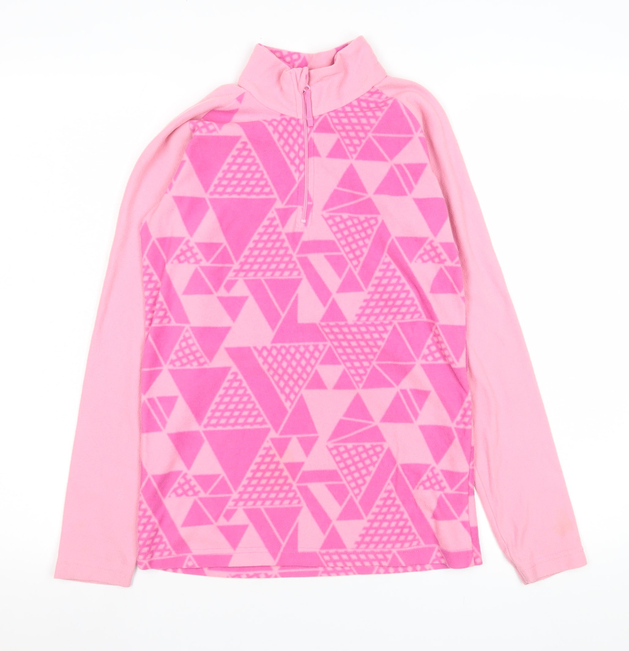 Mountain Warehouse Girls Pullover Sweatshirt Size 11-12 Years Pink Geometric Zip - reverse view