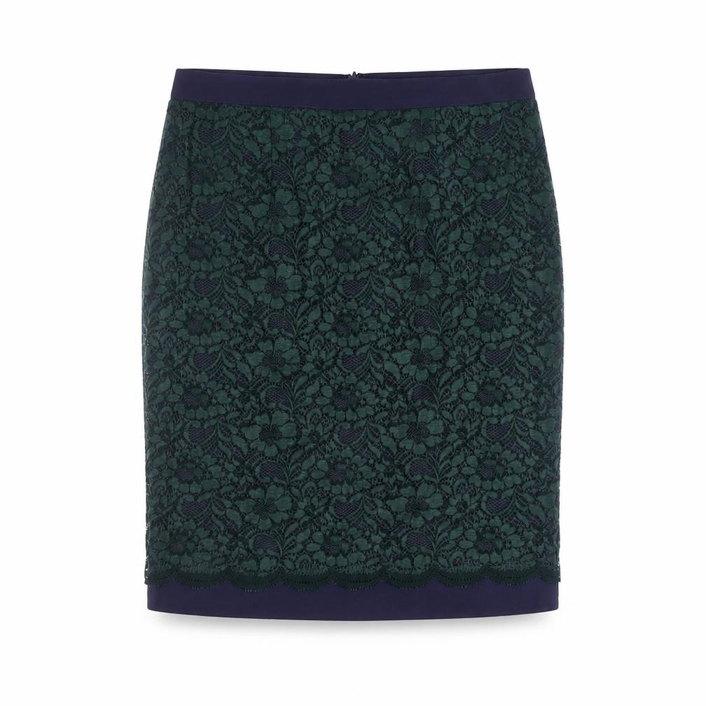 Boden Womens Straight & Pencil Skirt Size 12 Green Floral Business Lined Zip - front view