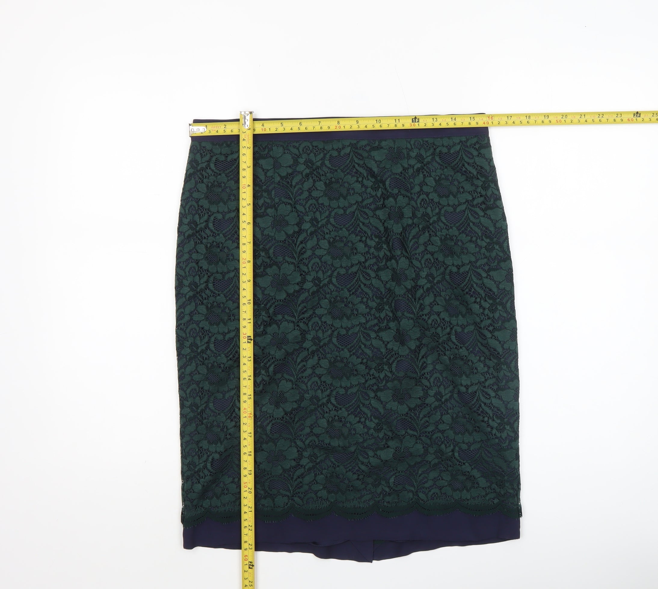 Boden Womens Straight & Pencil Skirt Size 12 Green Floral Business Lined Zip - label detail