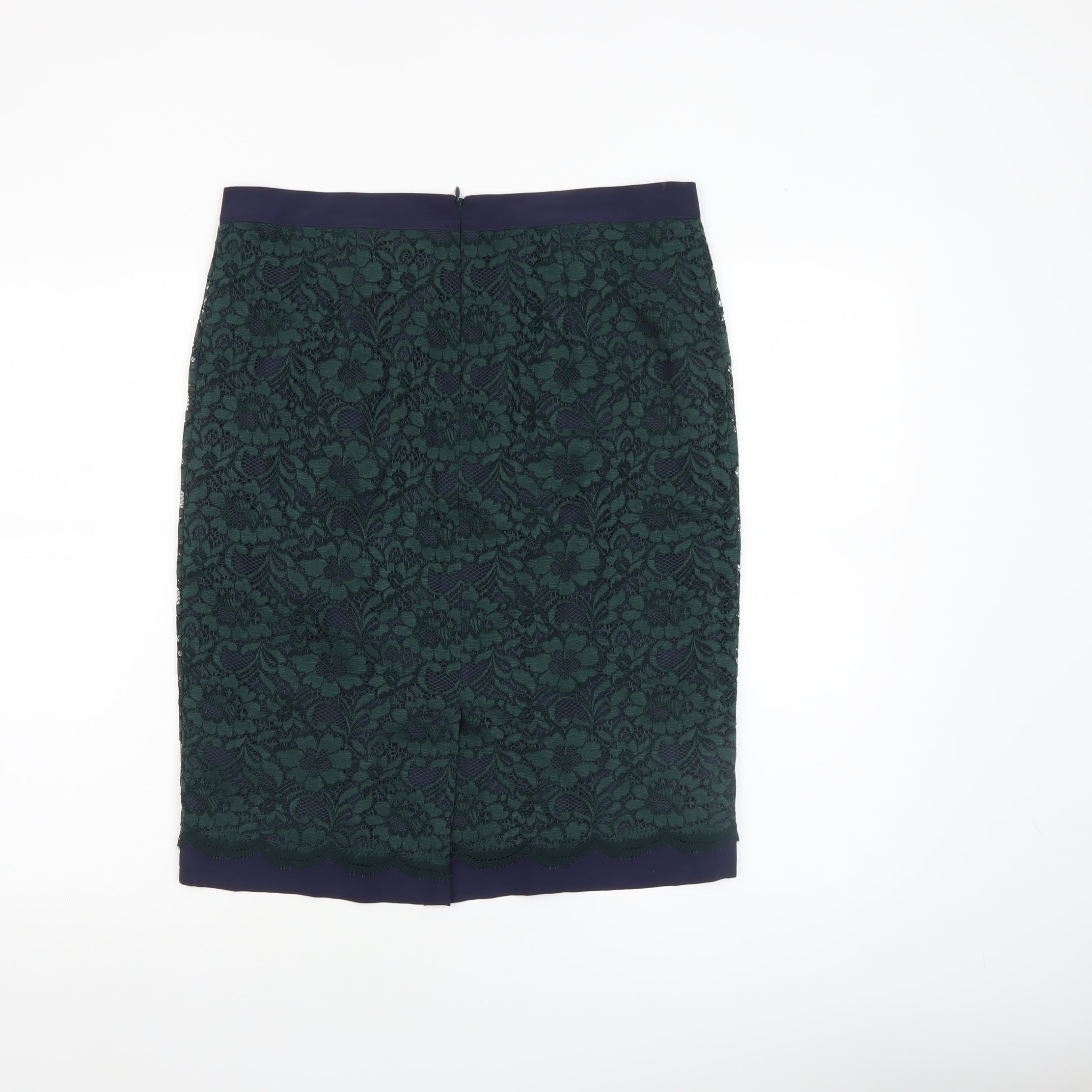 Boden Womens Straight & Pencil Skirt Size 12 Green Floral Business Lined Zip - close detail