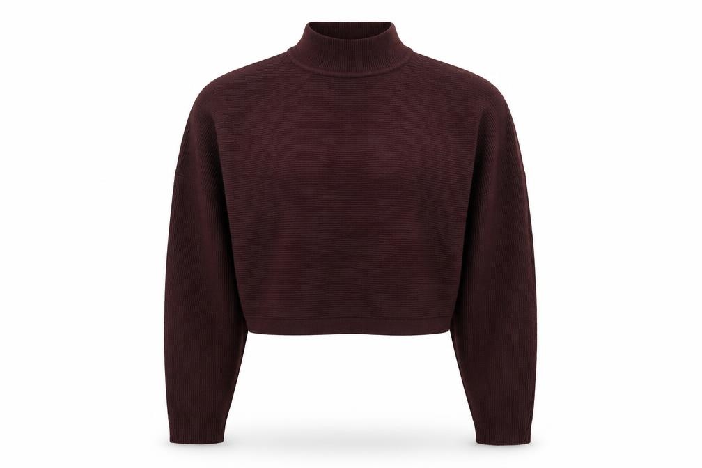 Womens New Look Size S Pullover Jumper Brown Mock Neck Long Sleeve Casual - front view