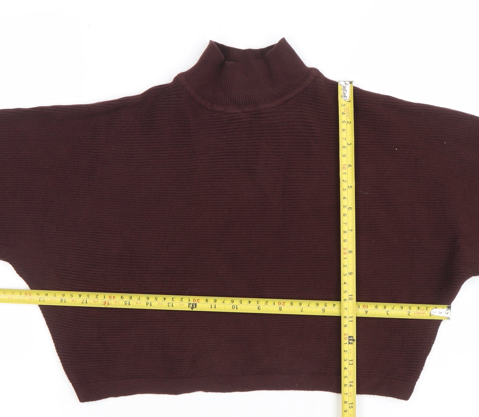 Womens New Look Size S Pullover Jumper Brown Mock Neck Long Sleeve Casual - label detail