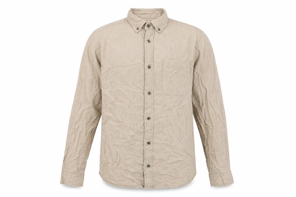 JACK & JONES Mens Button-Up Size M Beige Solid Collared Long Sleeve Casual - front view