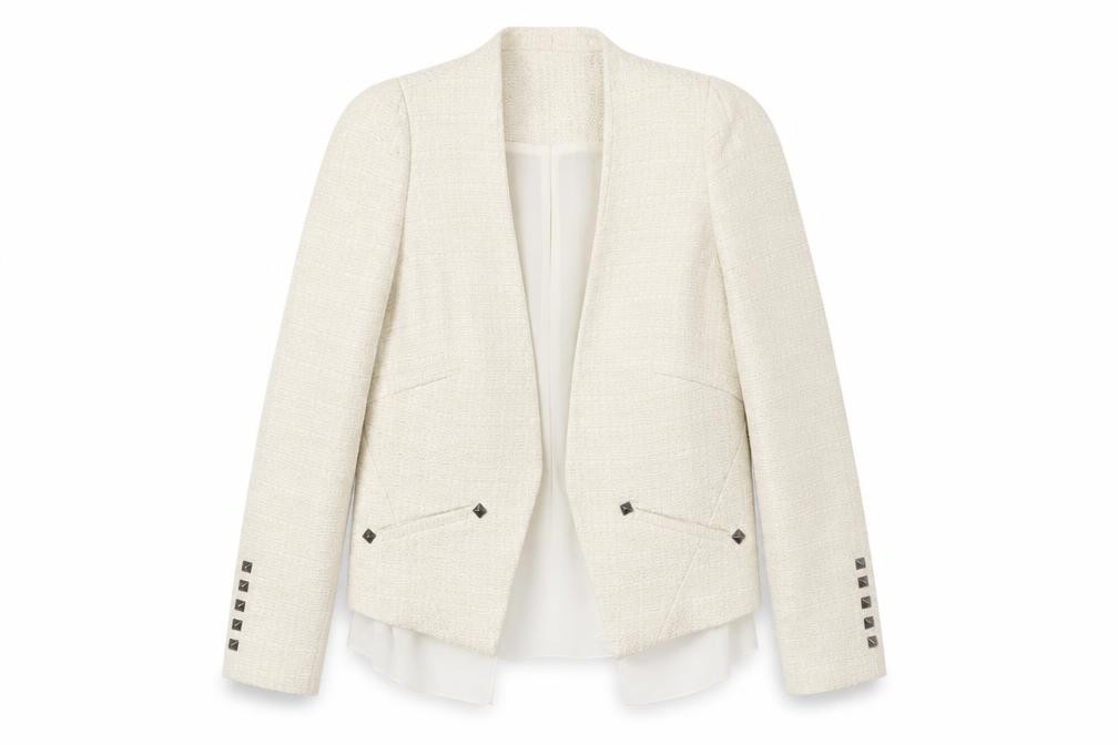 Mango Womens Trouser Suit Blazer Size S Ivory Long Sleeve Business Lined - front view