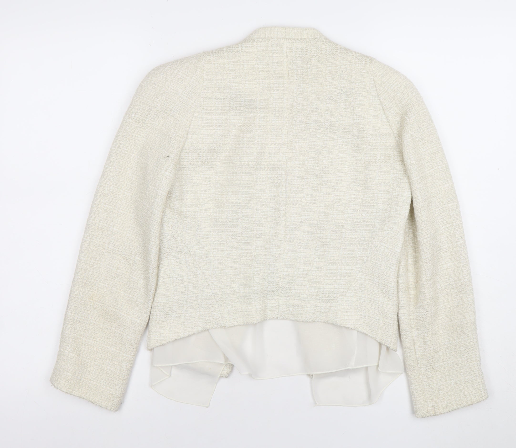 Mango Womens Trouser Suit Blazer Size S Ivory Long Sleeve Business Lined - close detail
