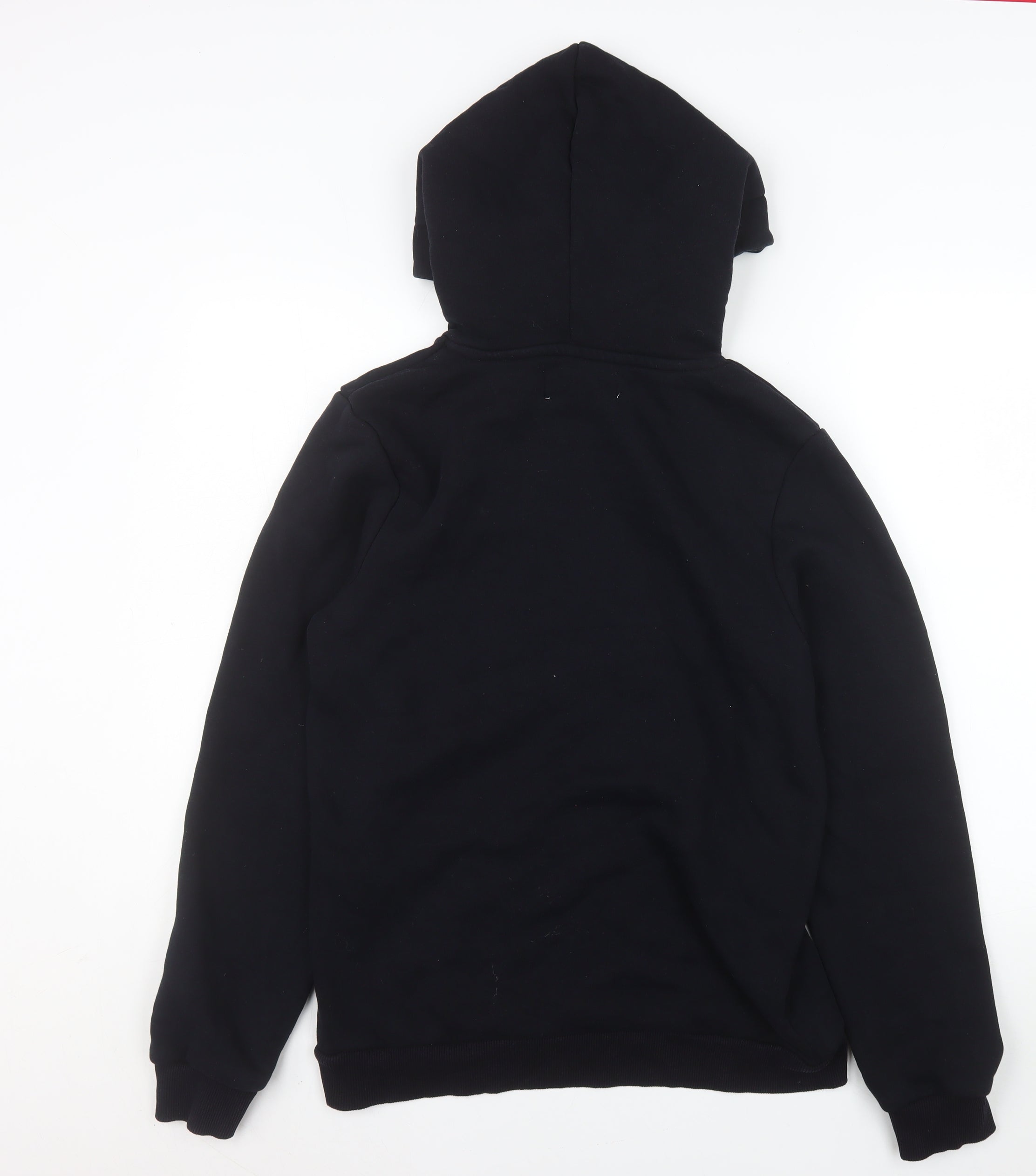 Hype Womens Pullover Hoodie Size 10 Black Long Sleeve Casual Hooded Logo - close detail