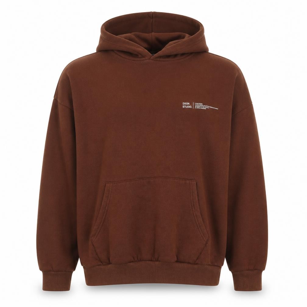 Womens Boohoo Size M Pullover Hoodie Brown Long Sleeve Casual Hooded Logo - front view