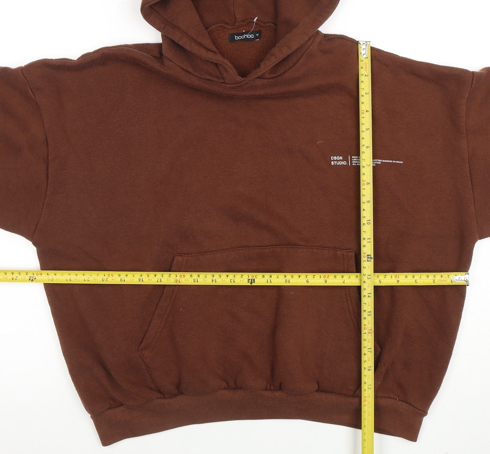 Womens Boohoo Size M Pullover Hoodie Brown Long Sleeve Casual Hooded Logo - label detail