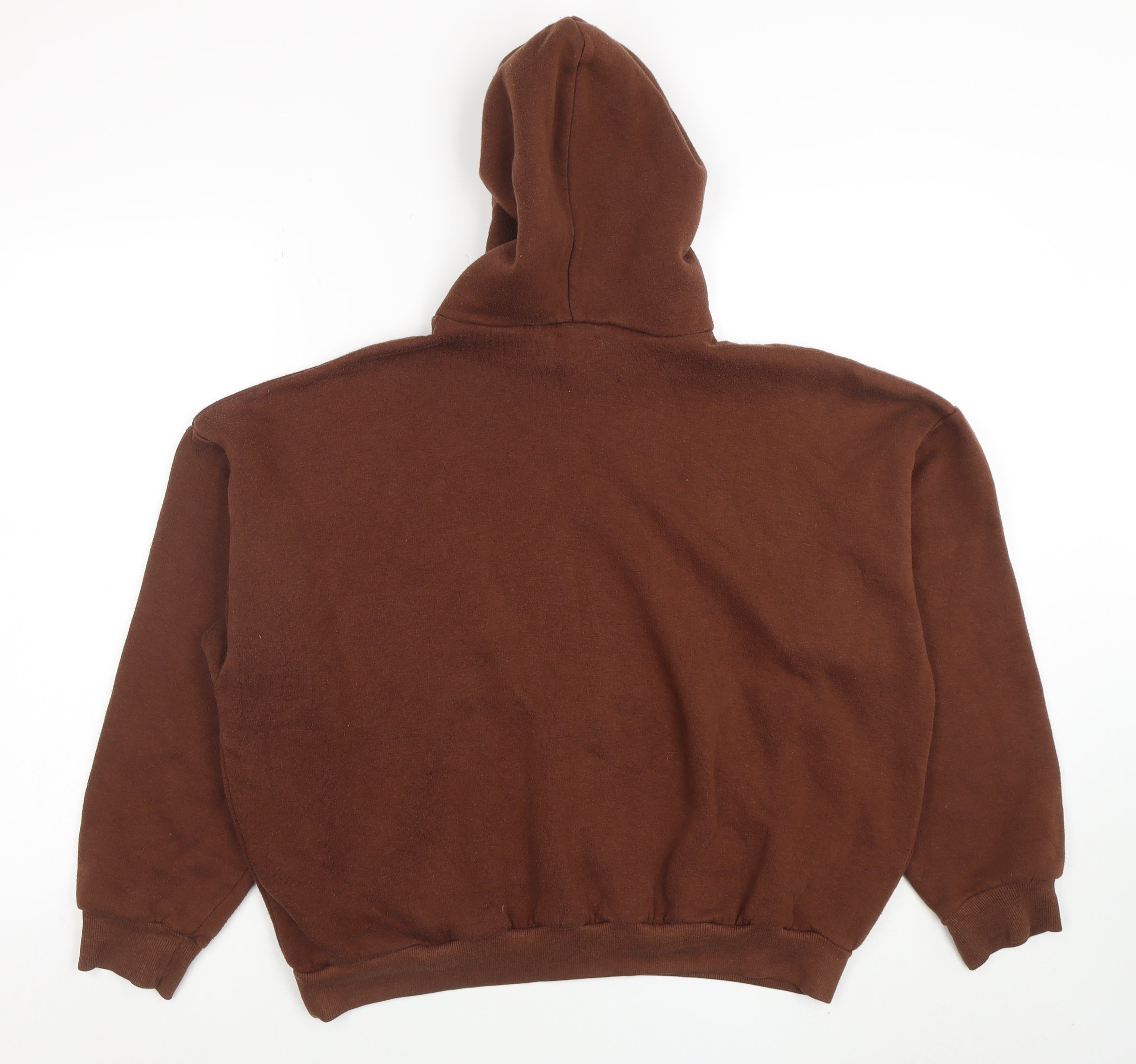Womens Boohoo Size M Pullover Hoodie Brown Long Sleeve Casual Hooded Logo - close detail