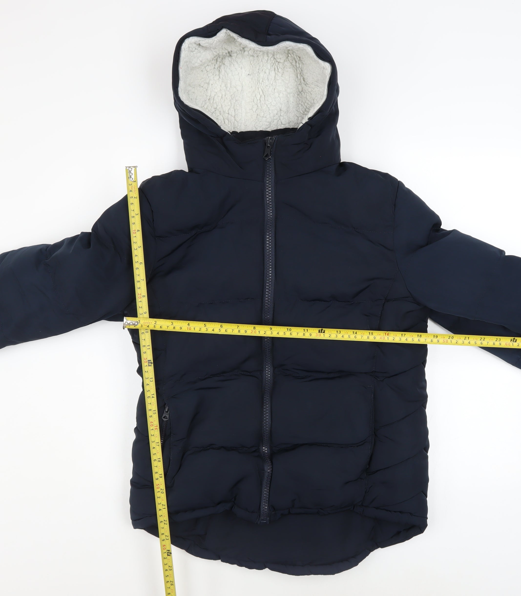 SoulCal & Co Womens Puffer Jacket Size 10 Blue Mid-Length Long Sleeve Casual Zip - label detail