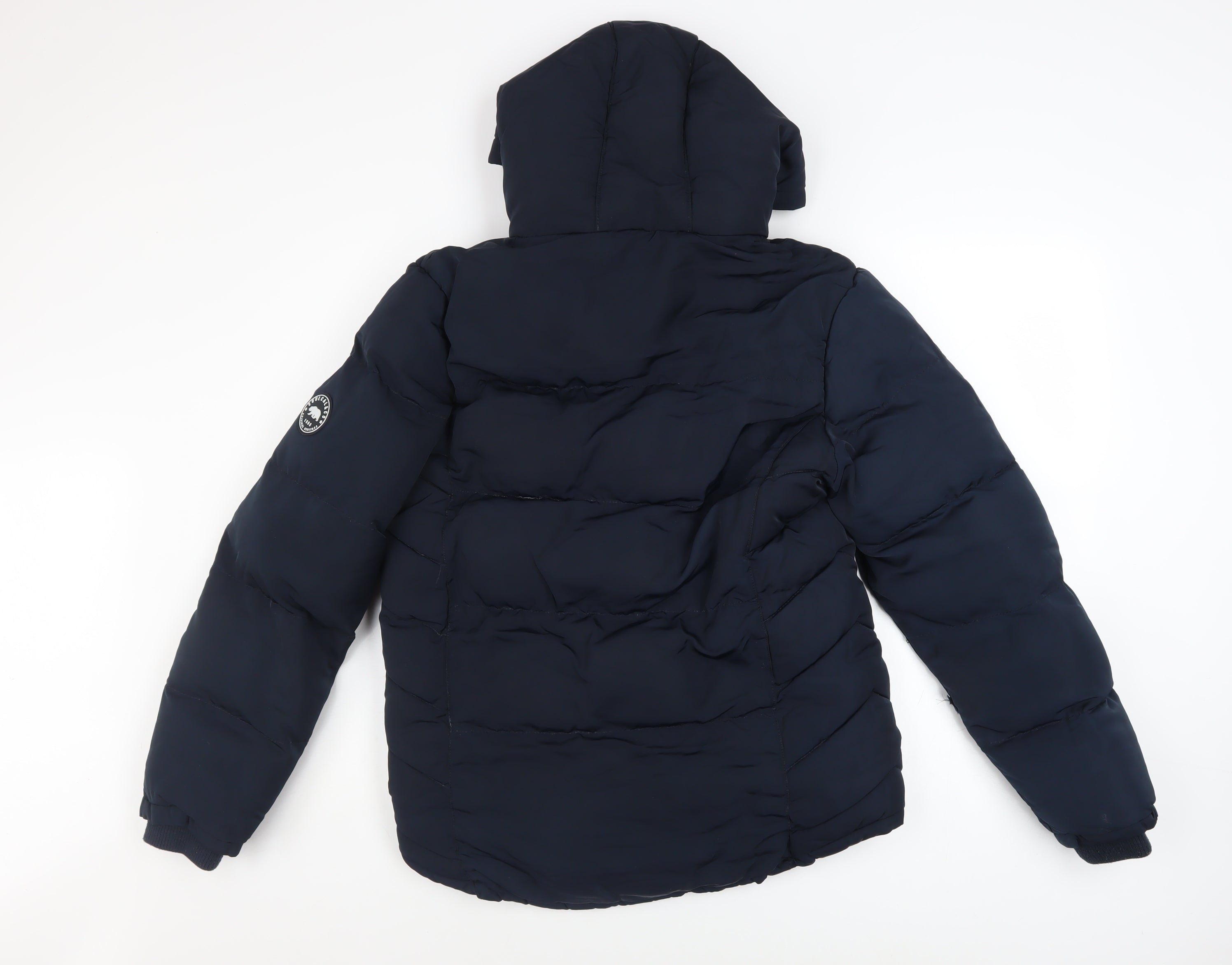 SoulCal & Co Womens Puffer Jacket Size 10 Blue Mid-Length Long Sleeve Casual Zip - close detail
