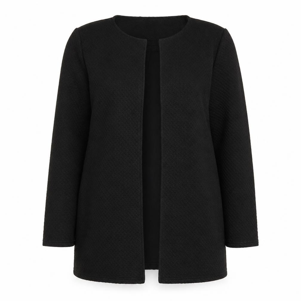 VILA Womens Cardigan Jumper Size XL Black Round Neck Long Sleeve Casual Open - front view