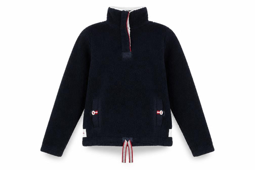 Joules Womens Pullover Sweatshirt Size 8 Blue Long Sleeve Casual 1/2 Zip Button - front view