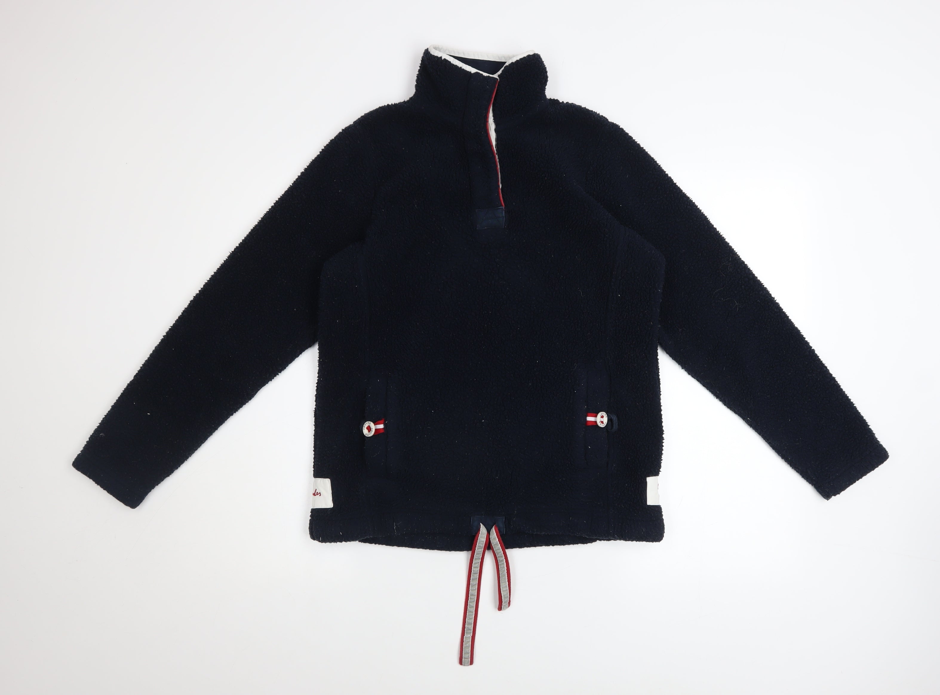 Joules Womens Pullover Sweatshirt Size 8 Blue Long Sleeve Casual 1/2 Zip Button - reverse view