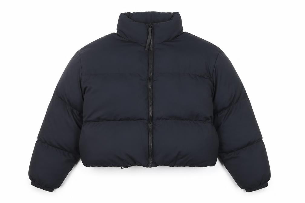 Fabletics Mens Puffer Jacket Size S Black Short Casual Full Zip Zip - front view