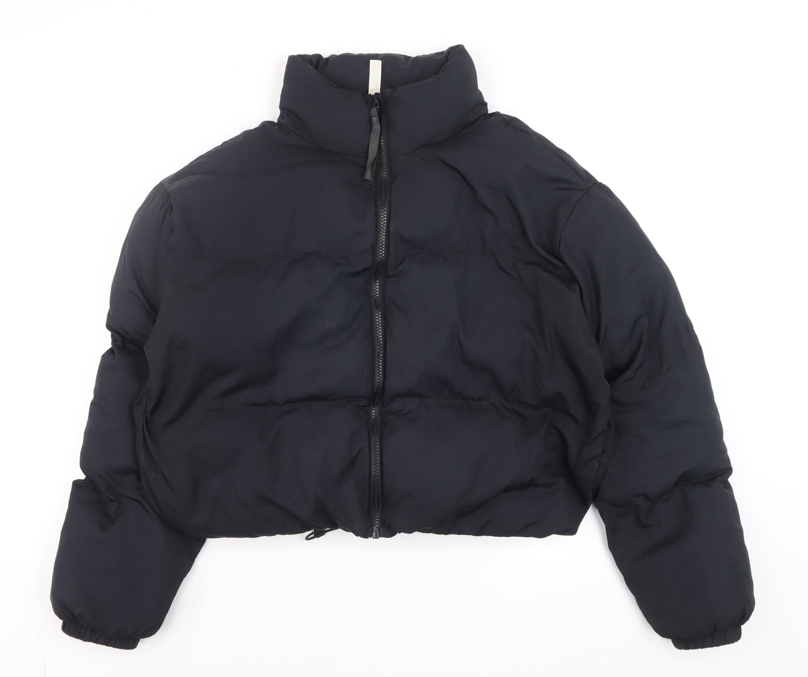 Fabletics Mens Puffer Jacket Size S Black Short Casual Full Zip Zip - reverse view