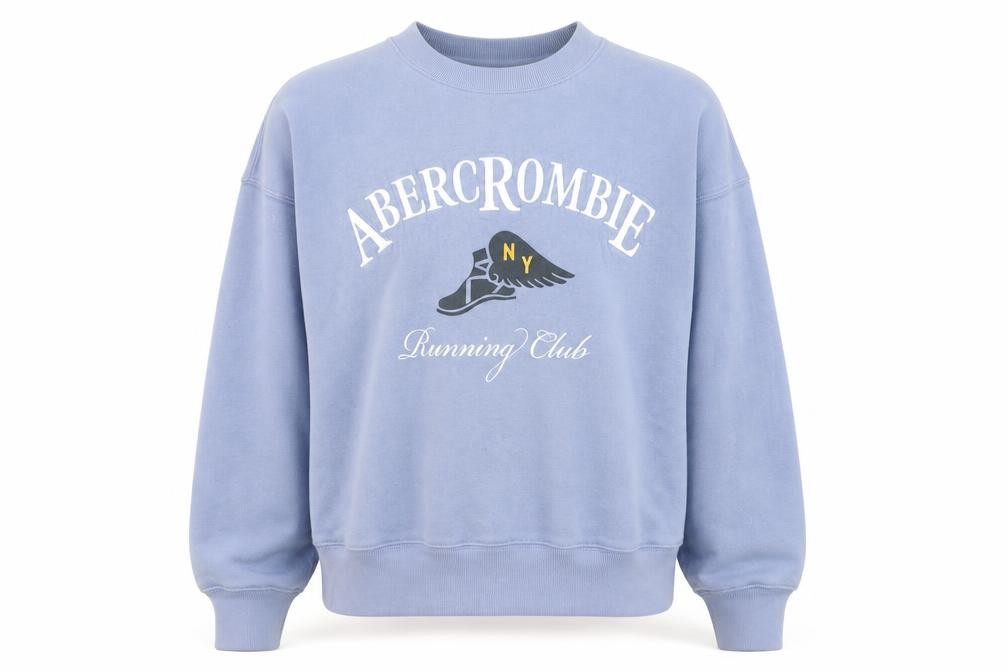 Abercrombie & Fitch Mens Pullover Sweatshirt Size M Blue Graphic Print Logo - front view