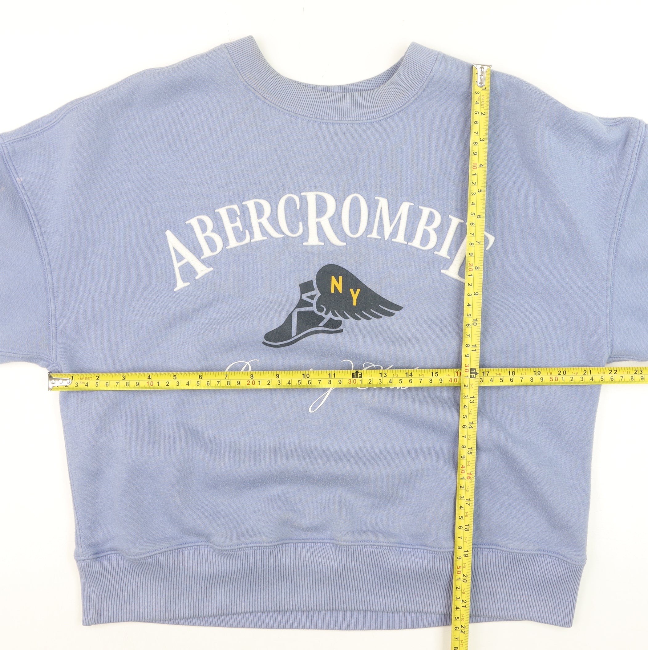 Abercrombie & Fitch Mens Pullover Sweatshirt Size M Blue Graphic Print Logo - label detail