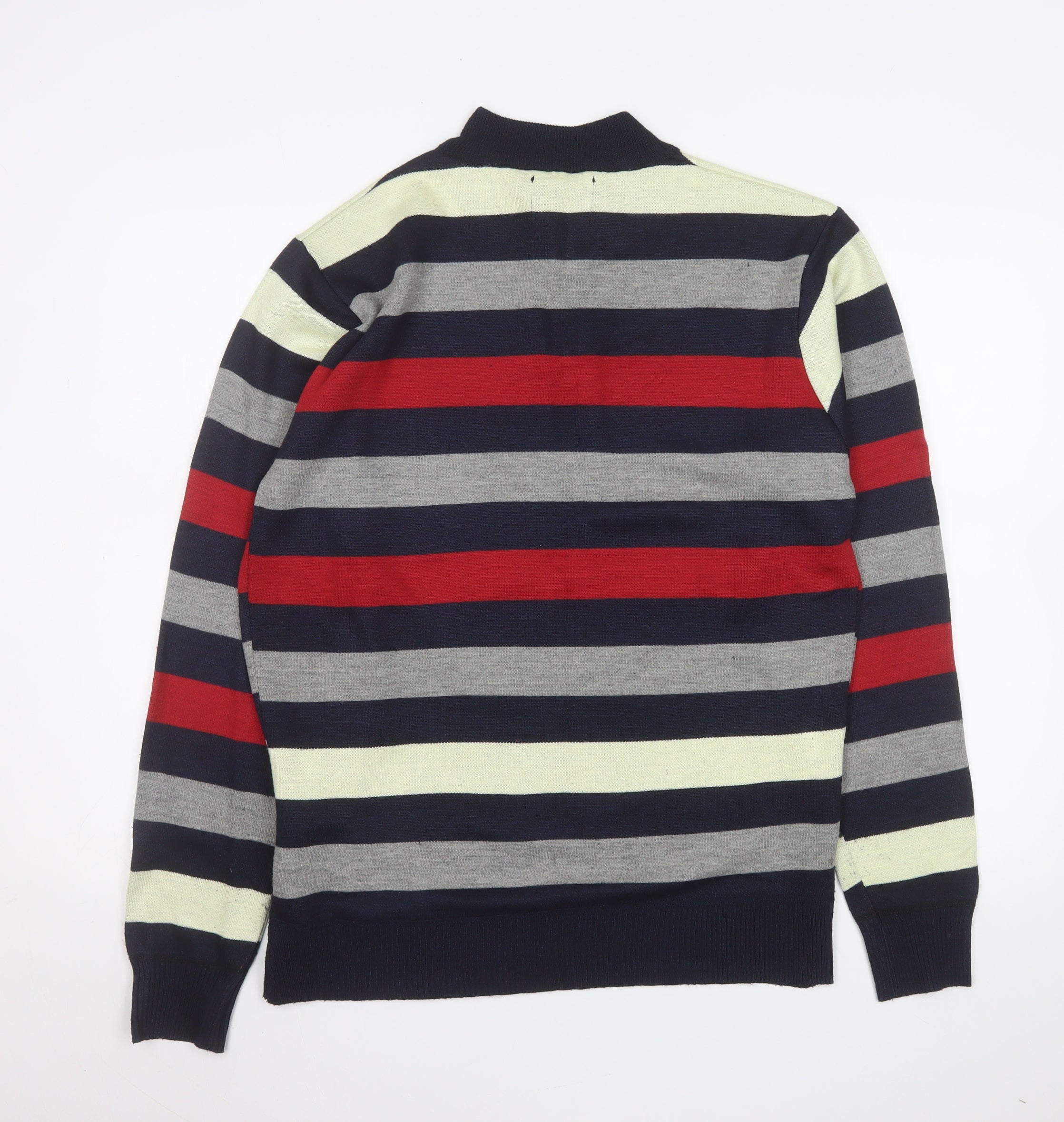 Pierre Cardin Mens 1/2 Zip Sweatshirt Size L Multicoloured Striped Long Sleeve - close detail