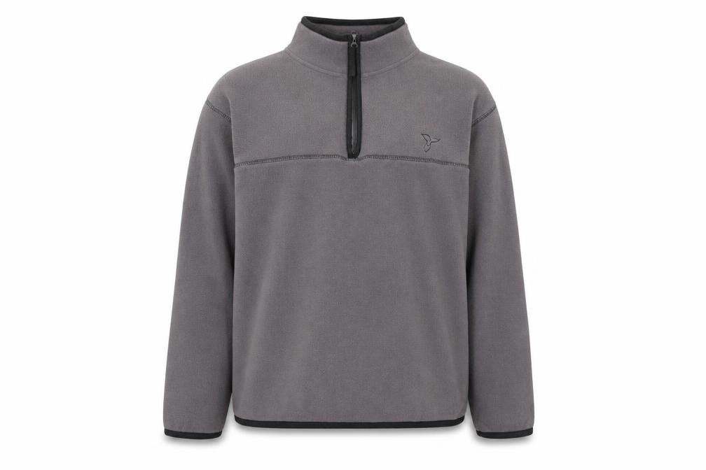 Kangaroo Poo Mens Pullover Sweatshirt Size L Grey Long Sleeve 1/4 Zip - front view