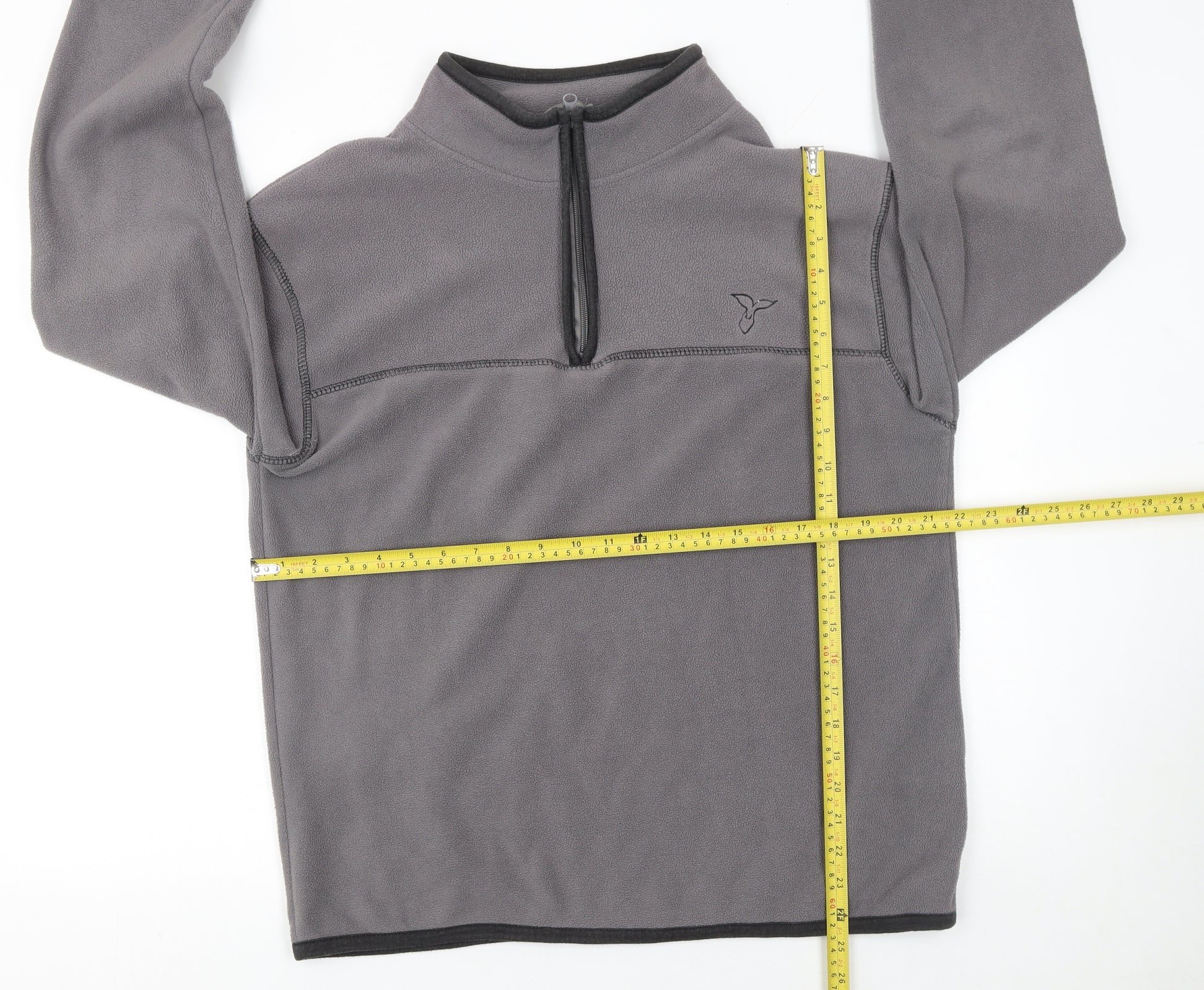 Kangaroo Poo Mens Pullover Sweatshirt Size L Grey Long Sleeve 1/4 Zip - label detail