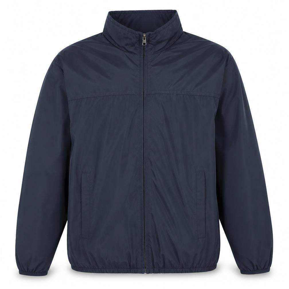 Mens Ping Size M Windbreaker Jacket Blue Short Casual Full Zip Logo - front view