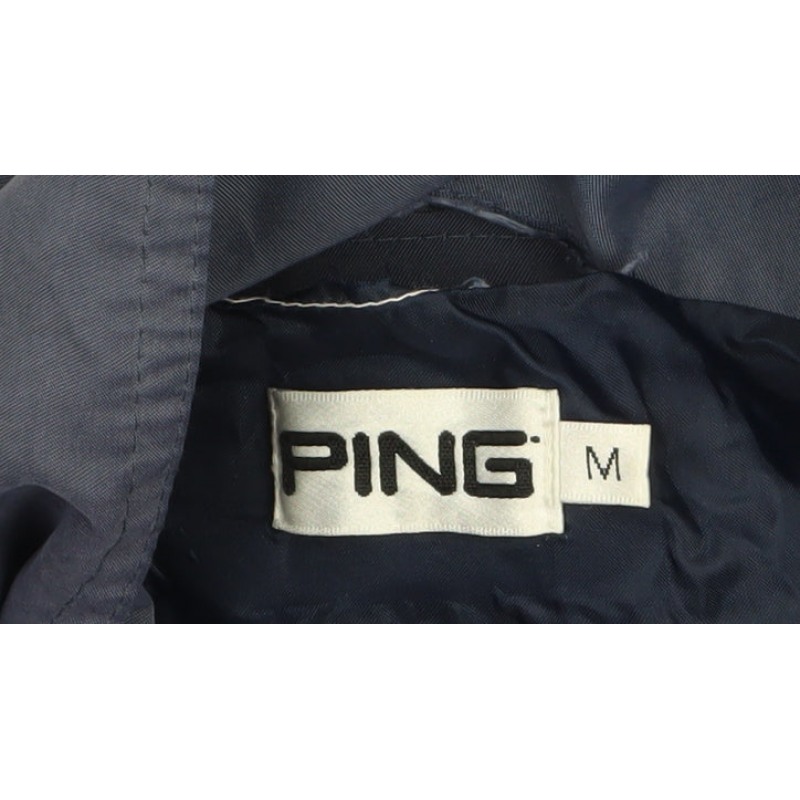 Mens Ping Size M Windbreaker Jacket Blue Short Casual Full Zip Logo - label detail