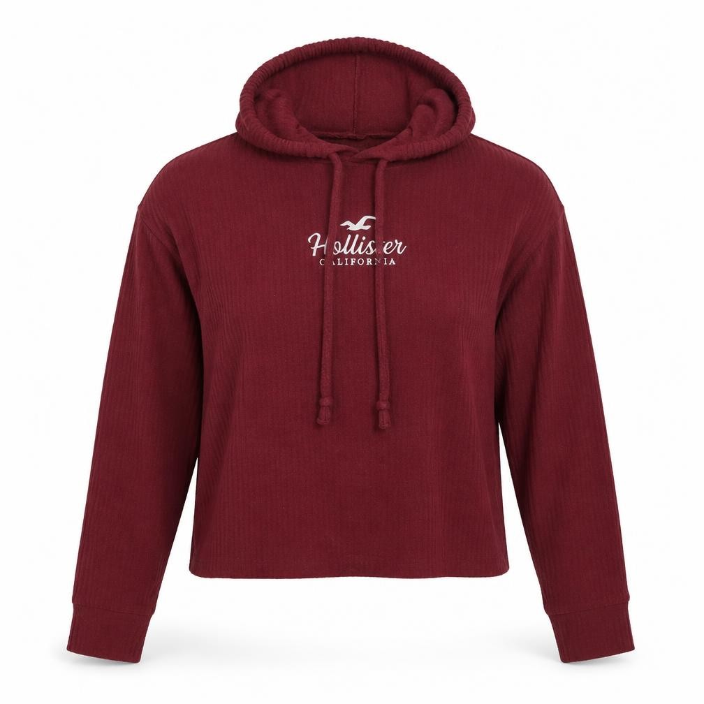 Hollister Womens Pullover Hoodie Size M Red Long Sleeve Casual Hooded Logo - front view