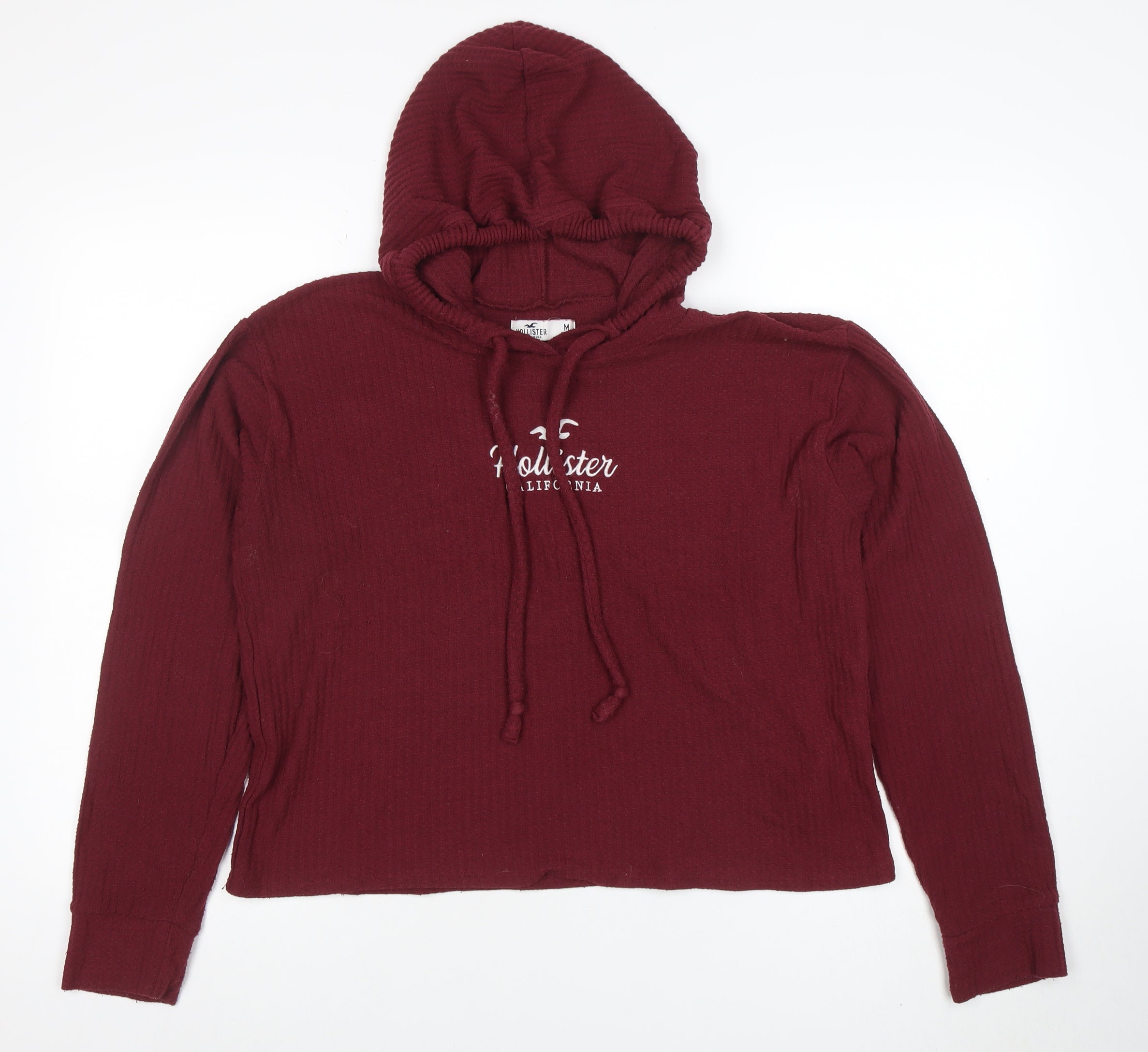 Hollister Womens Pullover Hoodie Size M Red Long Sleeve Casual Hooded Logo - reverse view