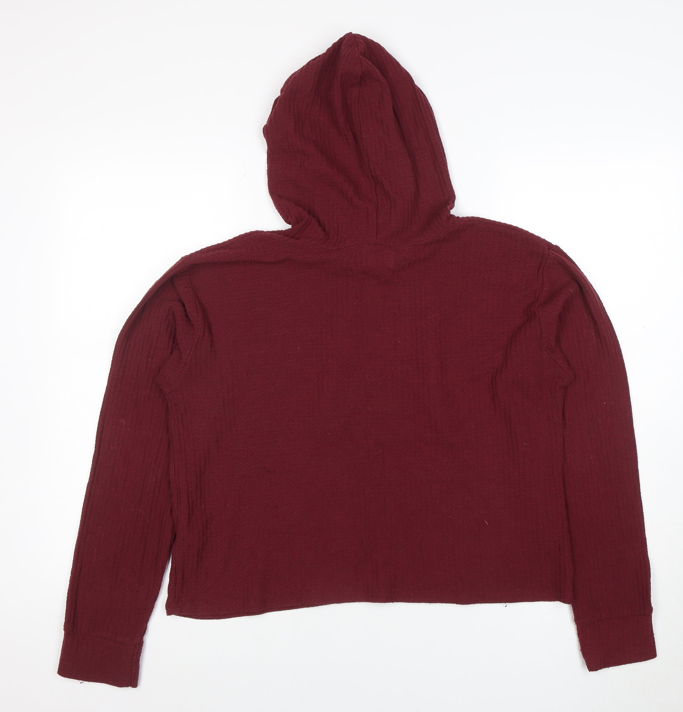 Hollister Womens Pullover Hoodie Size M Red Long Sleeve Casual Hooded Logo - close detail