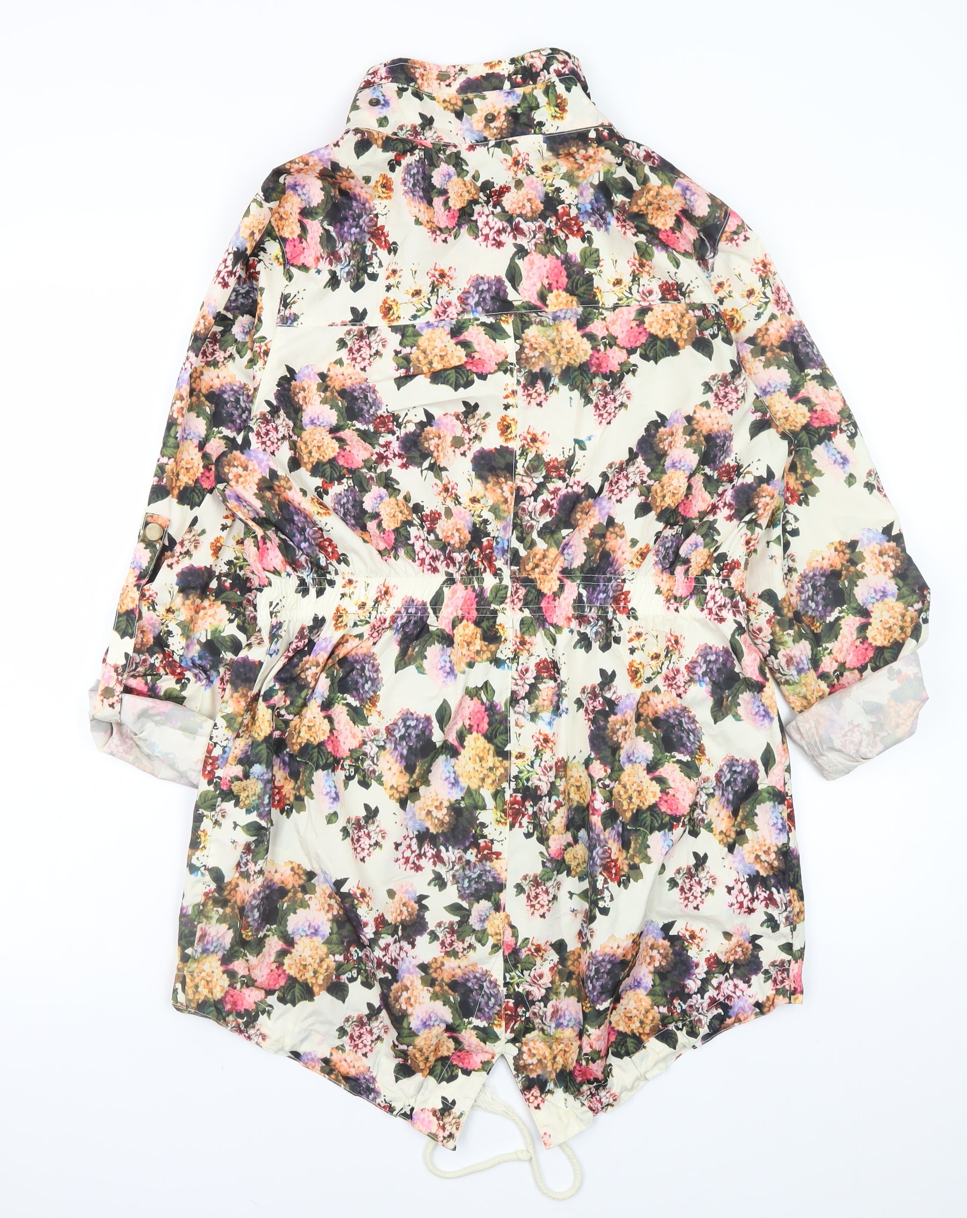 Brave Soul Womens Anorak Jacket Size 10 Multicoloured Floral Mid-Length Casual - close detail