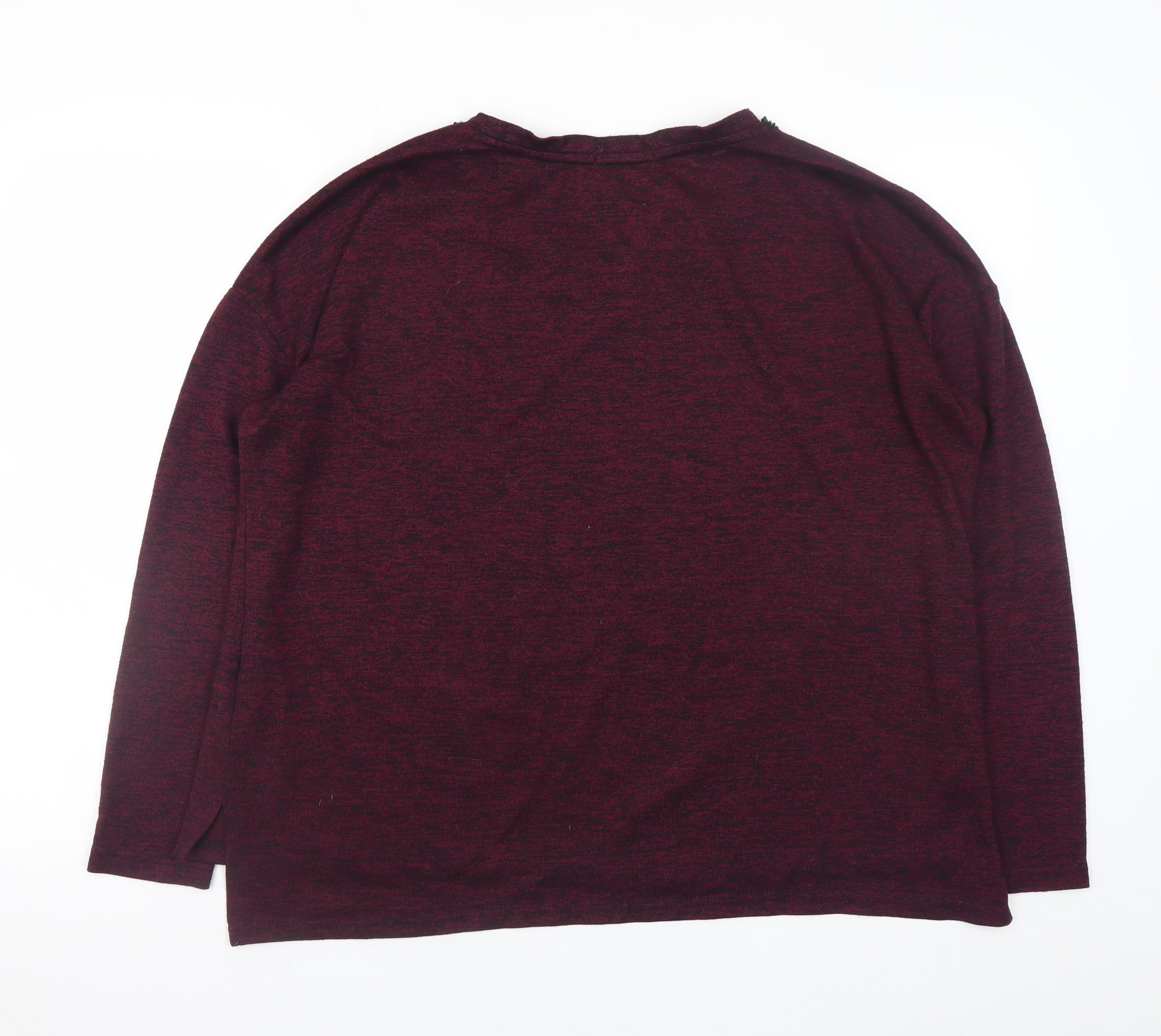 Womens Primark Size L Basic Blouse Purple Solid Crew Neck Long Sleeve Casual - close detail