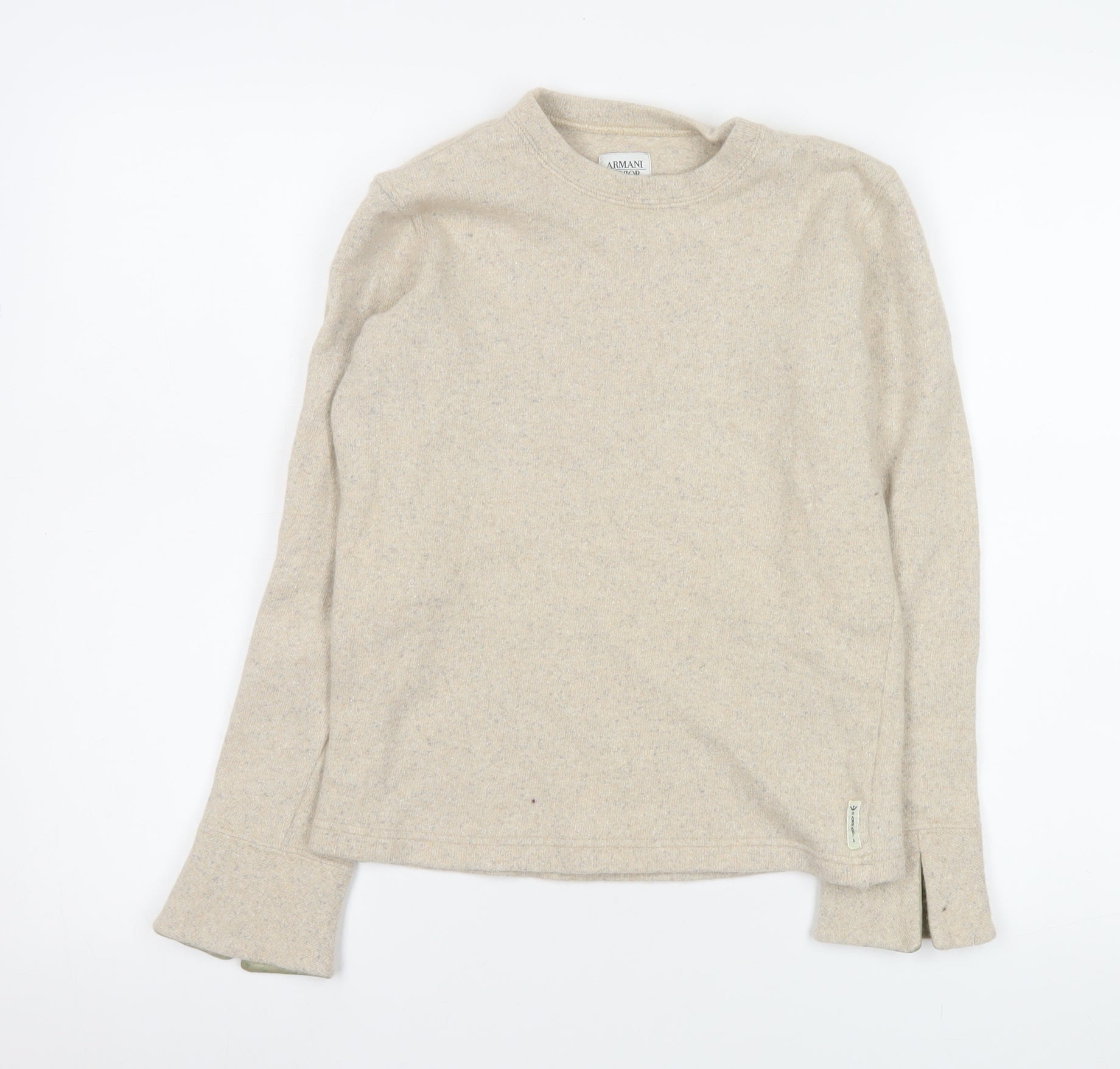 ARMANI Teens Pullover Jumper Size L Beige Crew Neck Long Sleeve Casual - reverse view