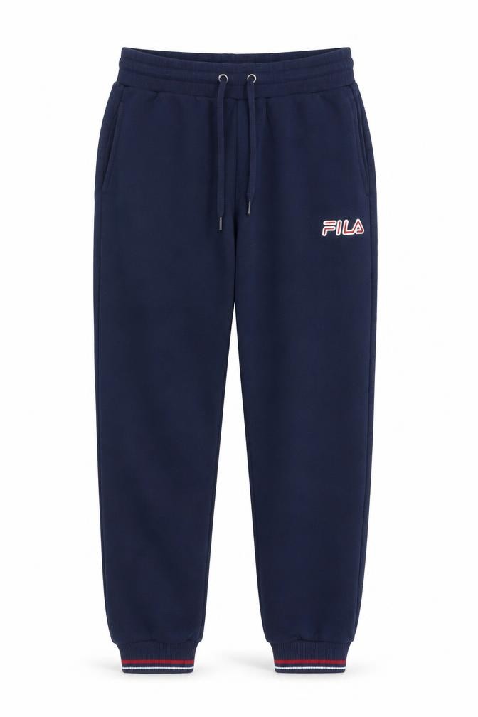 FILA Mens Jogger Trousers Size M Blue Casual Elastic Waist Logo - front view